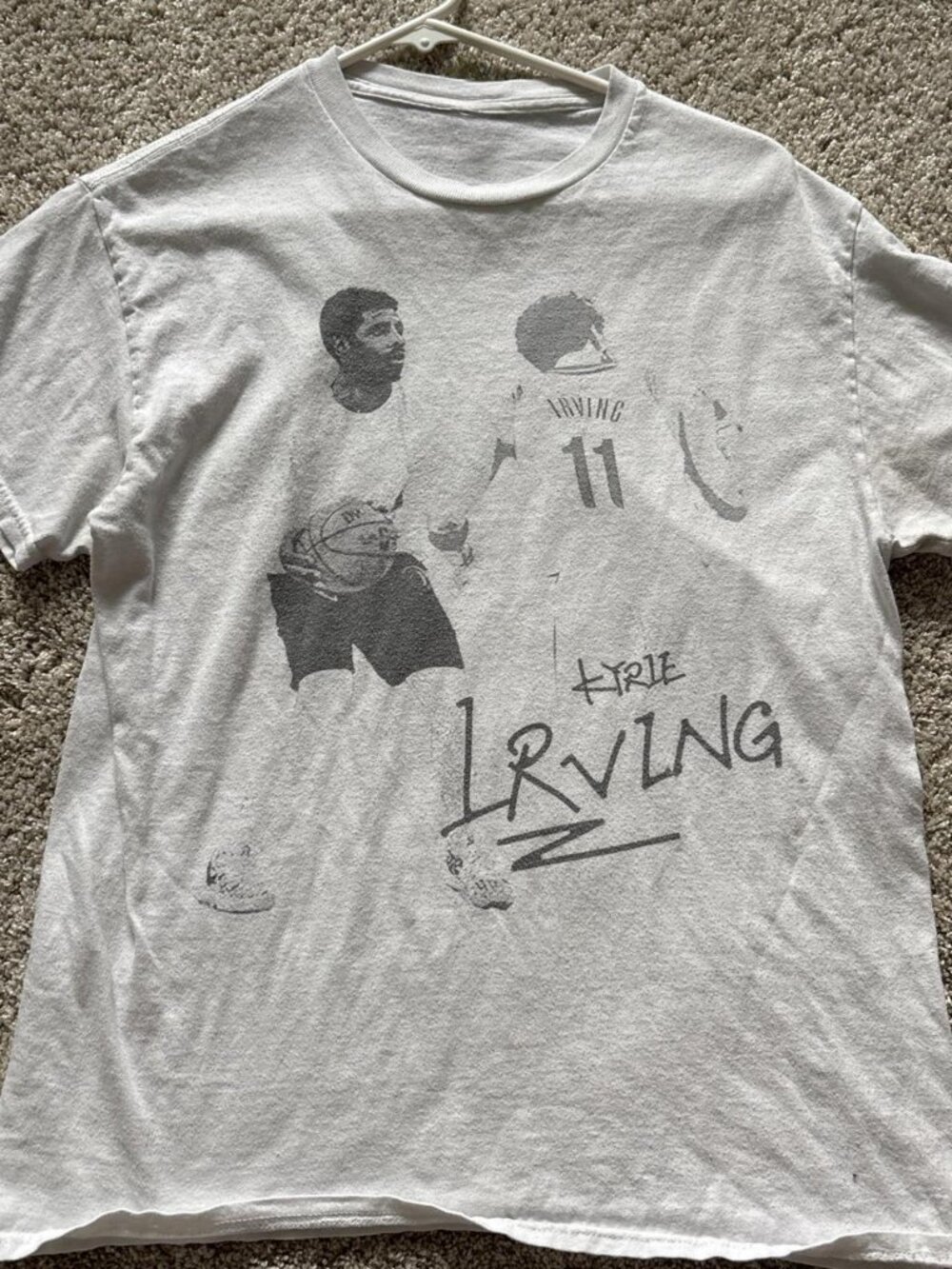 Basketball Graphic T-Shirt – Faded Hoops Print White Tee